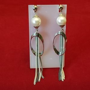 Cloie Pearl Top Chain Fringe Drop Earrings
